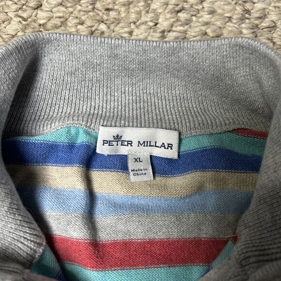 Peter Millar Quarter Zip Sweater Men’s XL Pima Cotton Silk Cashmere Blend Stripe - Picture 2 of 8
